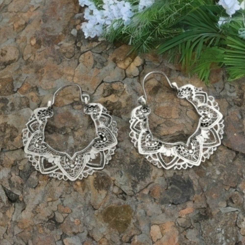 MODCLOTH ANTIQUED BOHO HOOPS 1 - Picture 2 of 5